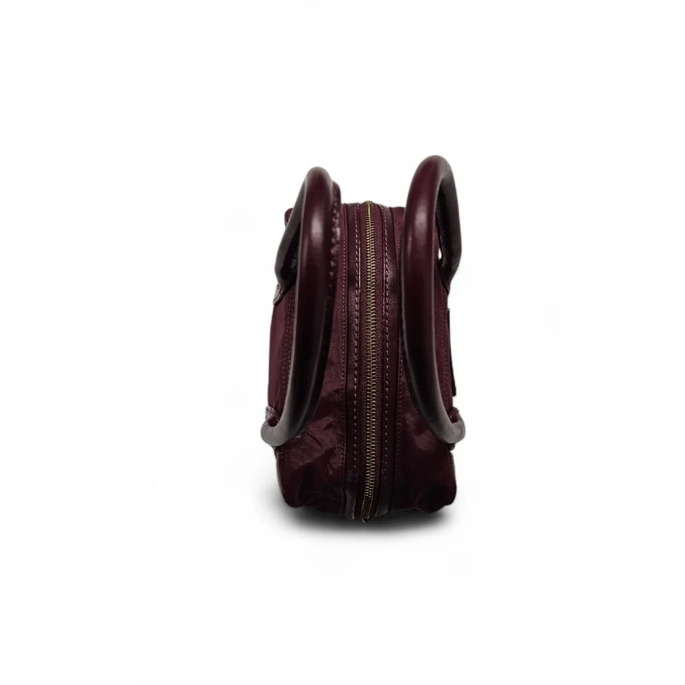 Kate Spade East Shoulder Satchel Handbag In Burgundy Nylon And Leather